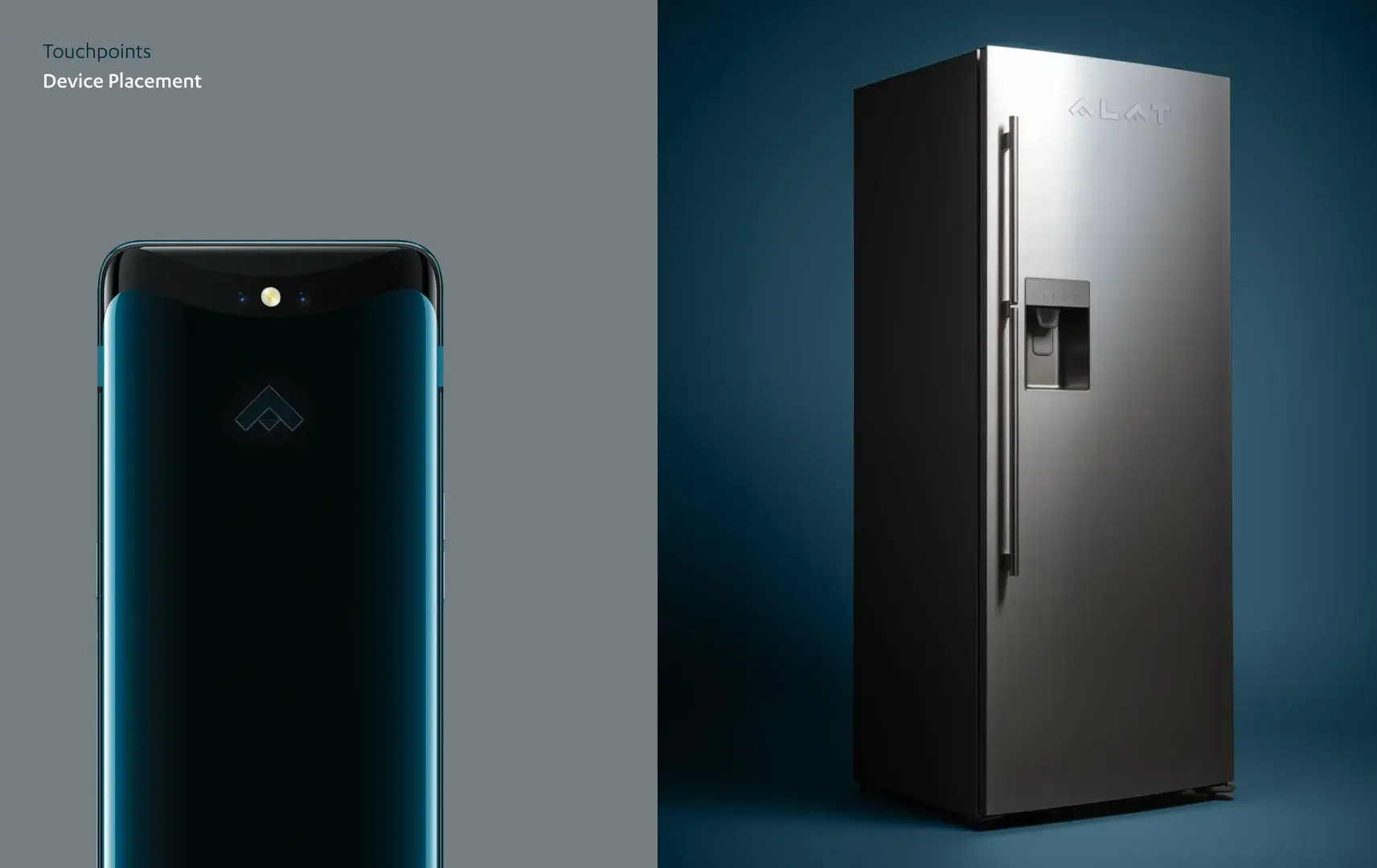 A branded phone and refrigerator.